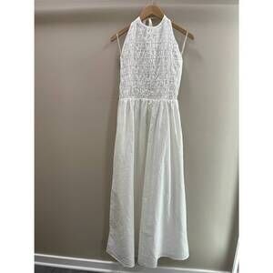 NEW NUDE LUCY women's mira linen maxi dress in white
